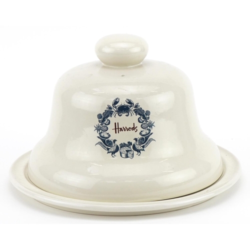 2306 - Harrod's ceramic cheese dome on stand, the stand 26.5cm in diameter