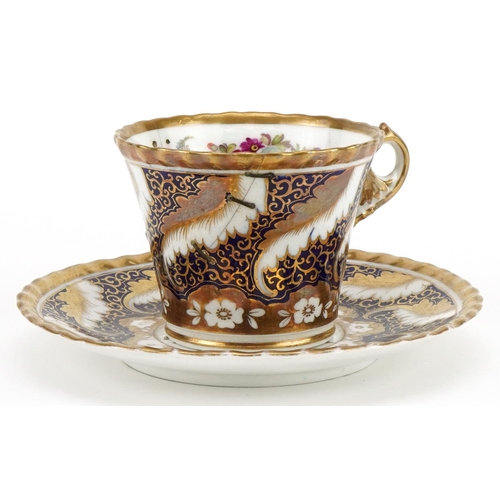 509 - Chamberlain's Worcester, early 19th century cobalt blue ground cup and saucer finely hand painted an... 