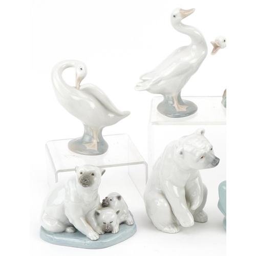 2256 - Lladro animals including Catnap figure group, polar bears and kittens, the largest 14cm high