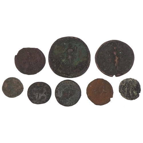 1587 - Seven antique Roman coins, total 59g