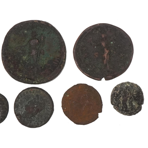 1587 - Seven antique Roman coins, total 59g