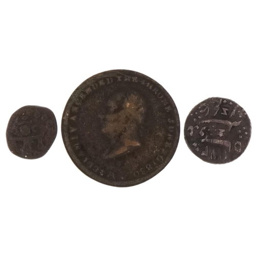 1588 - Two antique Persian coins and a William IV commemorative coin