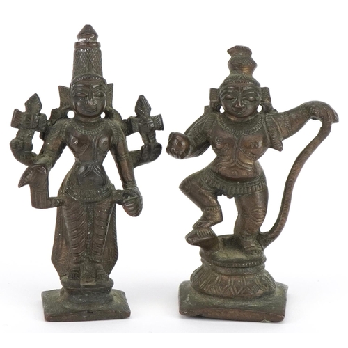 281 - Two 19th century South Indian bronze deities including Mahavishnu, the largest 7cm high