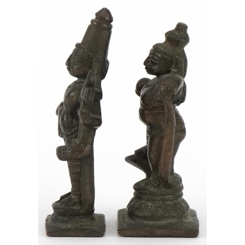 281 - Two 19th century South Indian bronze deities including Mahavishnu, the largest 7cm high