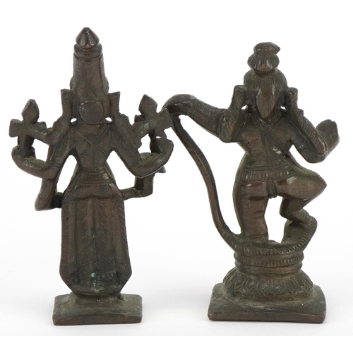 281 - Two 19th century South Indian bronze deities including Mahavishnu, the largest 7cm high