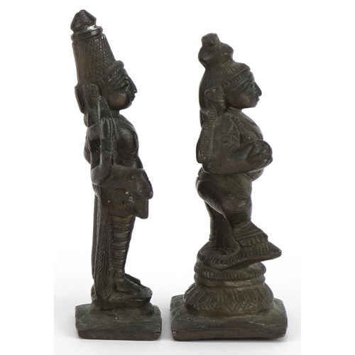 281 - Two 19th century South Indian bronze deities including Mahavishnu, the largest 7cm high