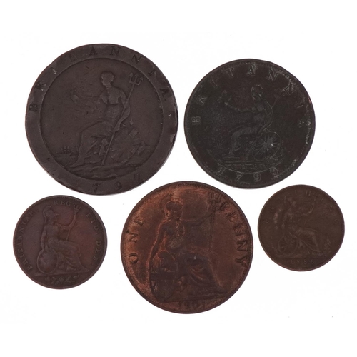 1561 - George III and later British coinage including 1799 half penny and 1886 farthing