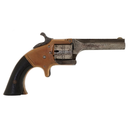 1430 - 19th century American Connecticut Arms Co .28 single action pocket revolver with wooden grip, patent... 