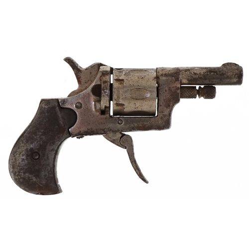 1433 - 19th century pinfire pocket revolver, 11.5cm in length