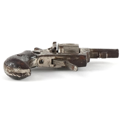 1433 - 19th century pinfire pocket revolver, 11.5cm in length