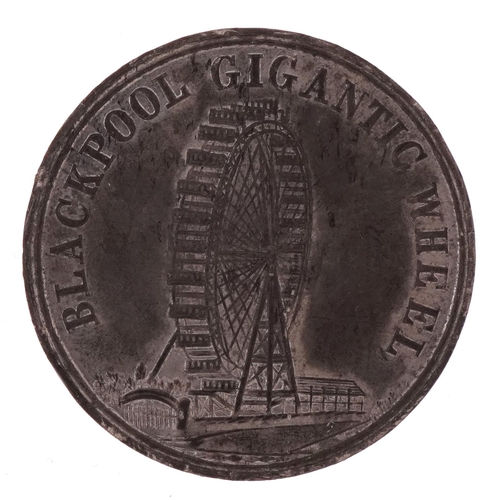 1609 - White metal medallion commemorating Blackpool's Gigantic Wheel erected within six months, opened 22n... 