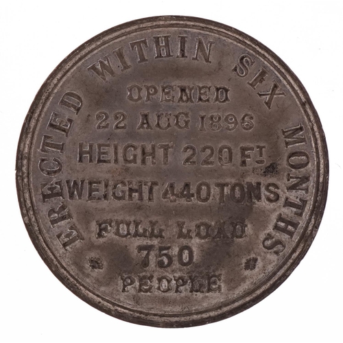 1609 - White metal medallion commemorating Blackpool's Gigantic Wheel erected within six months, opened 22n... 