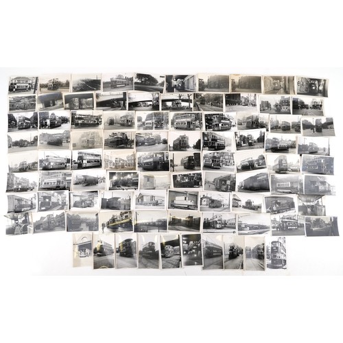 1720 - Collection of Mid 20th century tram black and white photographs, predominantly of London, each with ... 