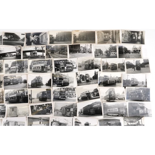 1720 - Collection of Mid 20th century tram black and white photographs, predominantly of London, each with ... 