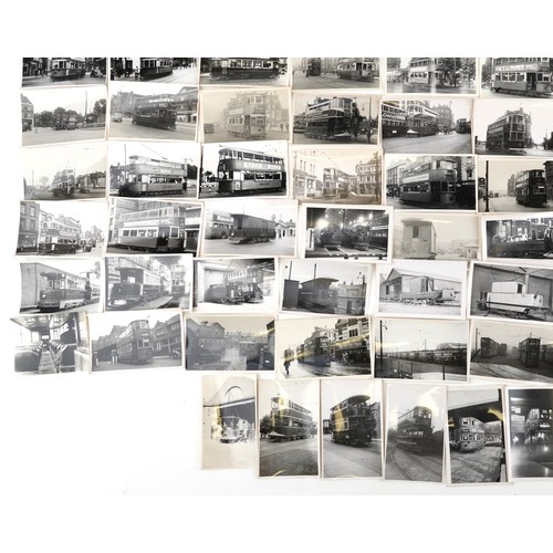 1720 - Collection of Mid 20th century tram black and white photographs, predominantly of London, each with ... 