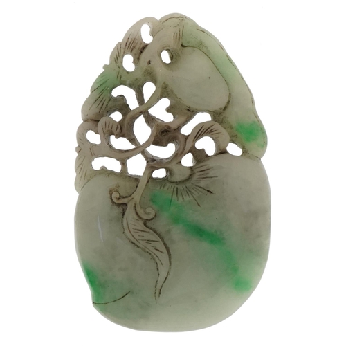 2508 - Chinese green jade pendant carved in the form of a fruit, 9.5cm high