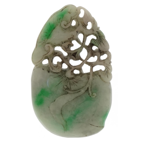 2508 - Chinese green jade pendant carved in the form of a fruit, 9.5cm high