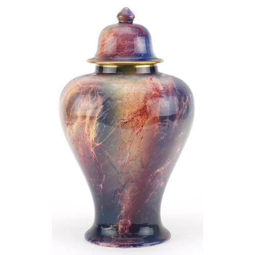 80 - Large Wilkinson's Oriflamme lustre jar and cover designed by John Butler, 31cm high