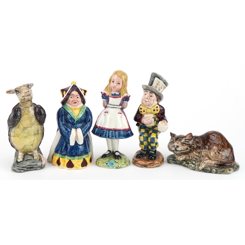 2258 - Five Beswick Alice in Wonderland series characters comprising Queen of Hearts, Alice, Mad Hatter, Mo... 