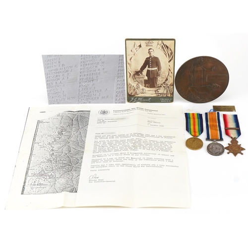 1387 - British military World War I trio with Mons star and death plaque relating to Private James Knight o... 