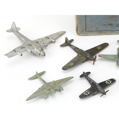 1141 - Five vintage diecast aeroplanes and Dinky Toys no 63 composite aircraft box