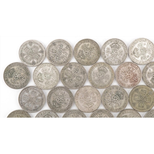 1546 - Collection of British pre decimal, pre 1947 two shillings and florins, 555g