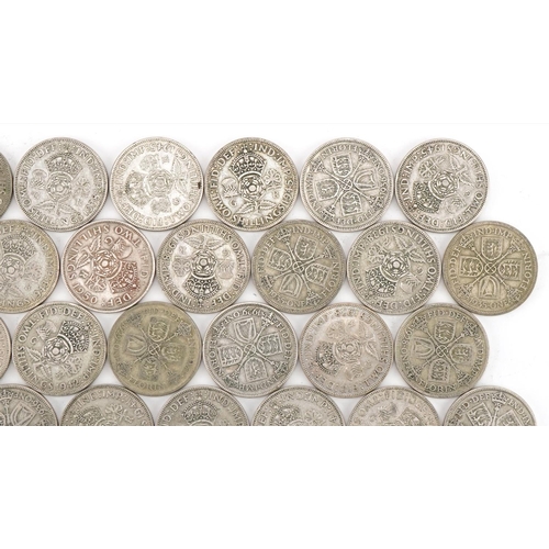 1546 - Collection of British pre decimal, pre 1947 two shillings and florins, 555g