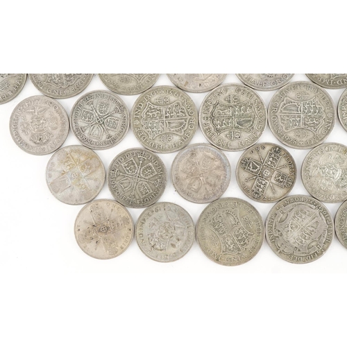 1543 - Collection of British pre decimal, pre 1947 half crowns, two shillings and florins, 525g