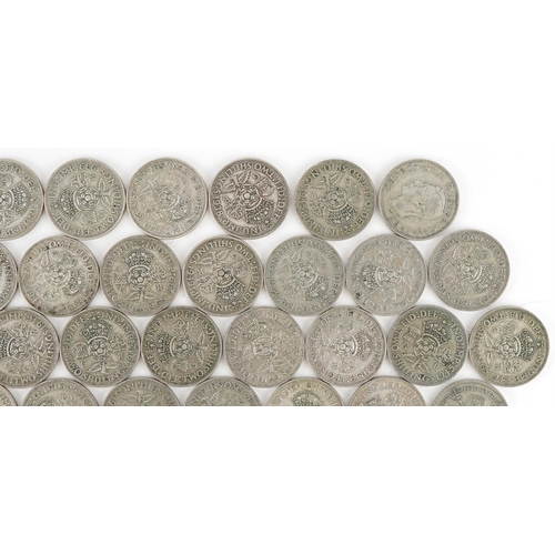 1550 - Collection of British pre decimal, pre 1947 two shillings and florins, 556g