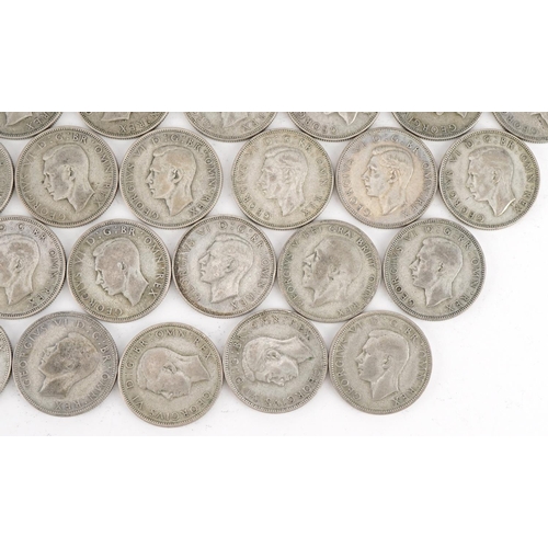 1550 - Collection of British pre decimal, pre 1947 two shillings and florins, 556g