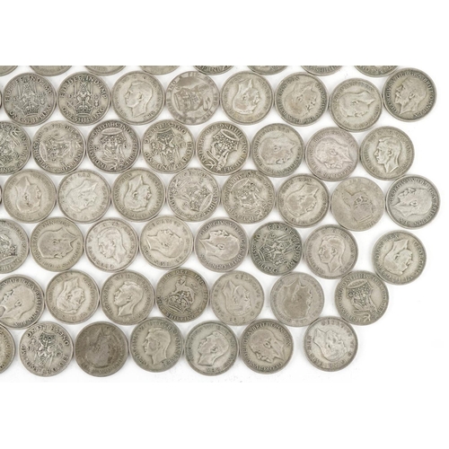 1545 - Collection of British pre decimal, pre 1947 shillings, 550g