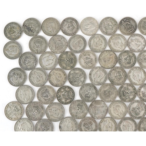 1551 - Collection of British pre decimal, pre 1947 shillings, 555g