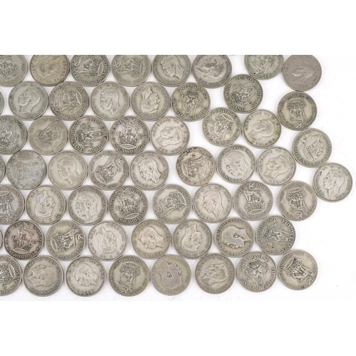 1551 - Collection of British pre decimal, pre 1947 shillings, 555g