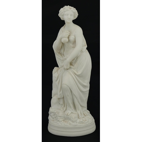 239 - 19th century classical parian statuette of a scantily dressed maiden, 34.5cm high