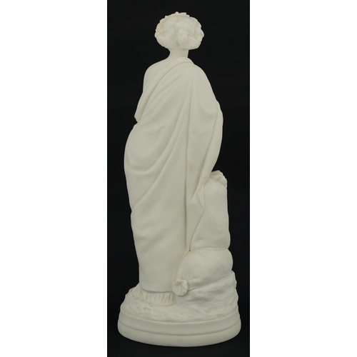 239 - 19th century classical parian statuette of a scantily dressed maiden, 34.5cm high