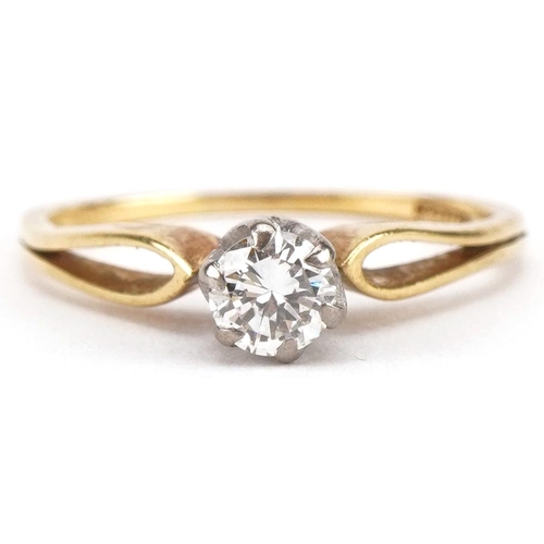 3340 - 18ct gold diamond solitaire ring, the diamond approximately 4.30mm in diameter, size M, 2.2g