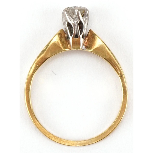 3340 - 18ct gold diamond solitaire ring, the diamond approximately 4.30mm in diameter, size M, 2.2g