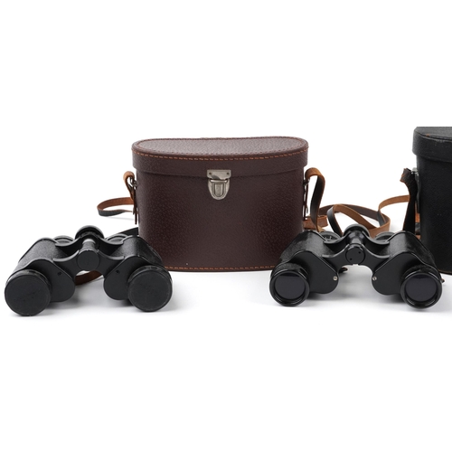 1401 - Three pairs of early 20th century and later 8 x 30 binoculars with cases comprising Carl Zeiss Jena,... 