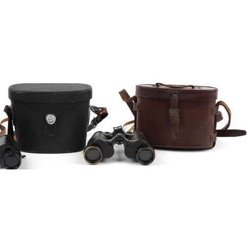 1401 - Three pairs of early 20th century and later 8 x 30 binoculars with cases comprising Carl Zeiss Jena,... 