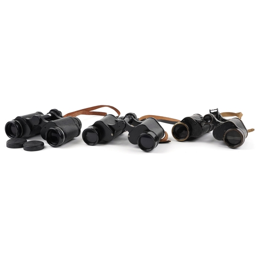 1401 - Three pairs of early 20th century and later 8 x 30 binoculars with cases comprising Carl Zeiss Jena,... 