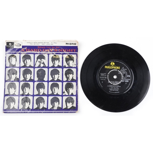 1045 - Three The Beatles 45rpm records comprising A Hard Day's Night, The Beatles Hits and Twist and Shout