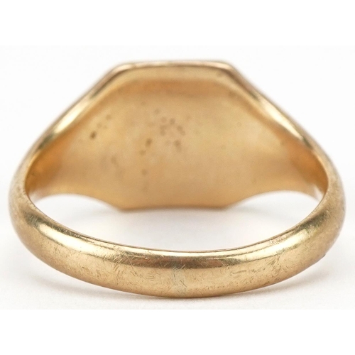 3111 - 9ct gold blank signet ring, size V, 7.2g