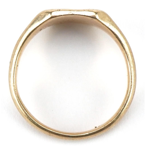 3111 - 9ct gold blank signet ring, size V, 7.2g