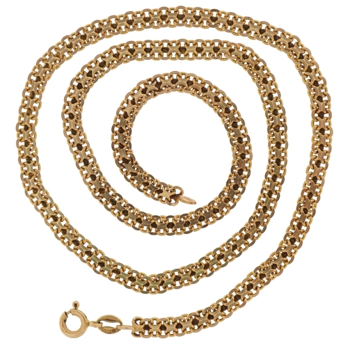 3418 - 9ct gold fancy link necklace, 44cm in length, 10.2g