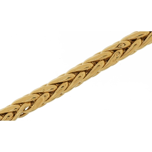 3035 - Urlano, 18ct gold flexible link bracelet with bolt-ring clasp, 20cm in length, 27.2g