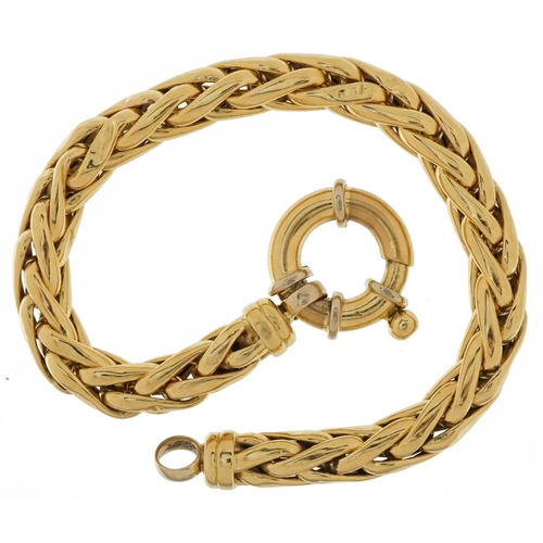 3035 - Urlano, 18ct gold flexible link bracelet with bolt-ring clasp, 20cm in length, 27.2g