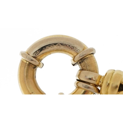 3035 - Urlano, 18ct gold flexible link bracelet with bolt-ring clasp, 20cm in length, 27.2g