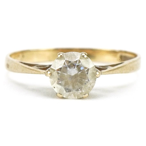 3534 - 9ct gold cubic zirconia solitaire ring, size K, 1.1g