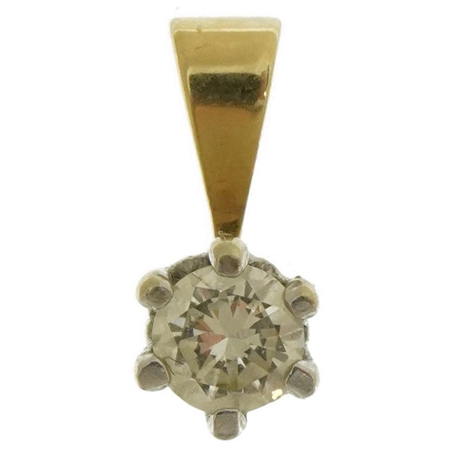 3590 - Unmarked gold diamond solitaire pendant, tests as 9ct gold, the diamond approximately 0.28 carat, 1.... 