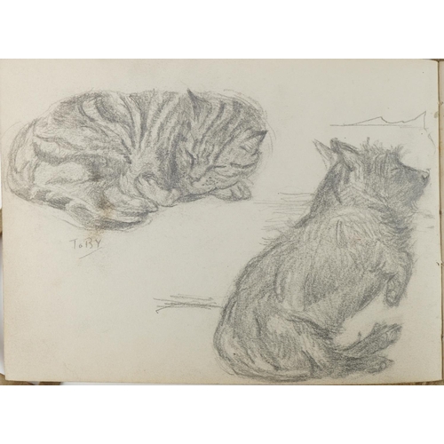 1665 - Four early 20th century sketchbooks housing various pencil sketches including animals and life drawi... 